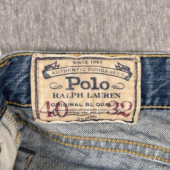 Polo Ralph Lauren Hampton Straight Red Line Selvedge Blue Denim Jeans Mens 40x32 - Picture 6 of 13